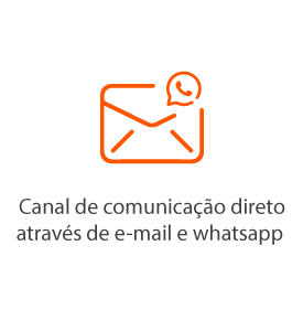 Canal de comunicação direto através de whatsapp e email